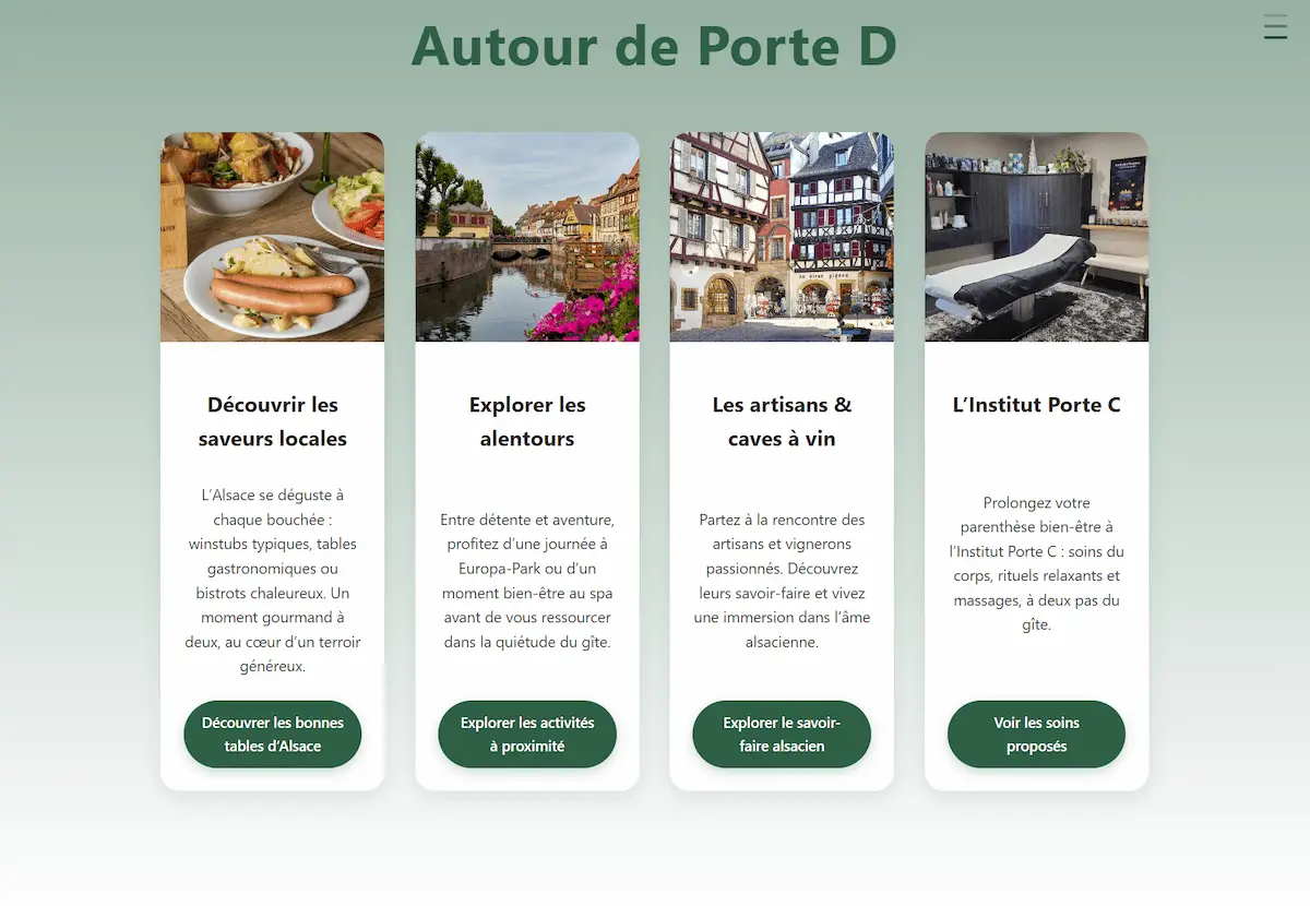 Section environnement et découvertes autour du Gîte Porte D