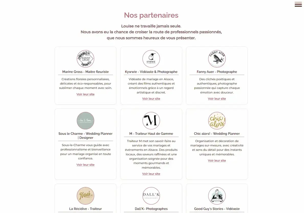 Page des partenaires Louise Nomad Bar